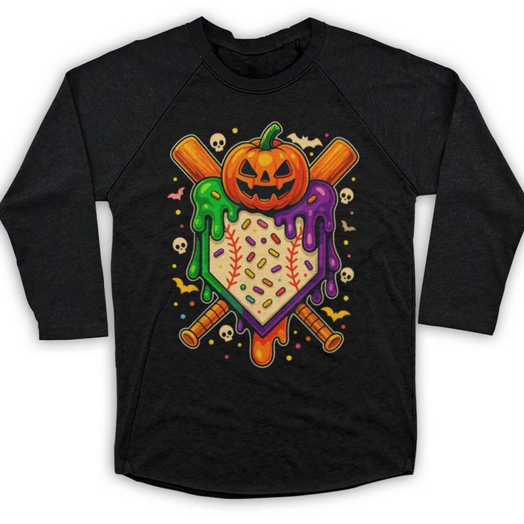 Baseball Drip Ice Cream Drip Halloween Baseball Lovers Baseball Raglan Shirt