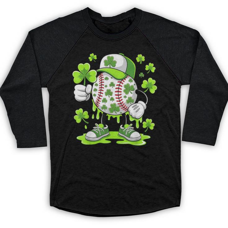 Baseball Drip Ice Cream Shamrock Irish St Patricks Men Baseball Raglan Shirt