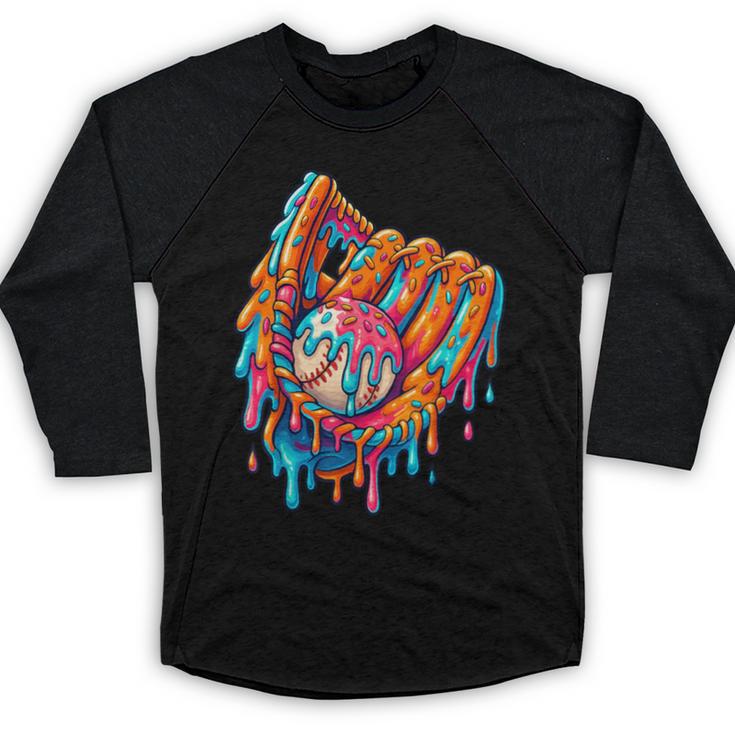 Baseball Drip Ice Cream Sprinkles Baseball Glove For Boys Baseball Raglan Shirt