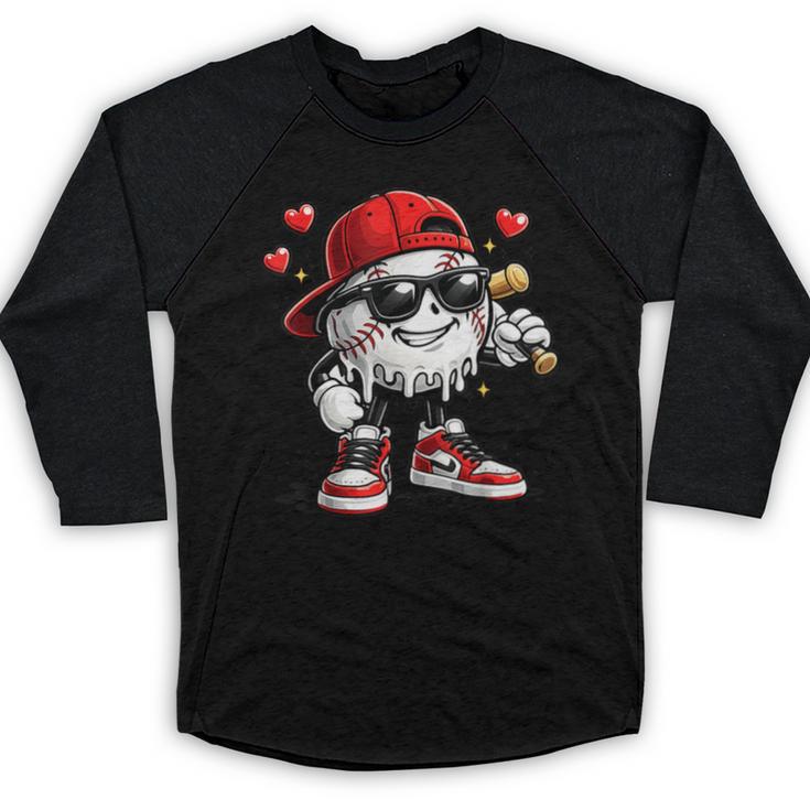 Baseball Drip Ice Cream Valentine’s Day Boys Kids Baseball Raglan Shirt