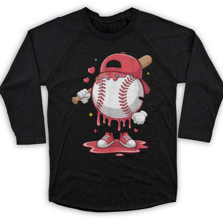 Baseball Drip Icecream Boy Kids Valentine Baseball Raglan Shirt