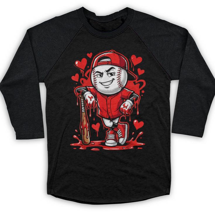 Baseball Drip Icecream Heart Red Valentine Day Boys Kids Baseball Raglan Shirt