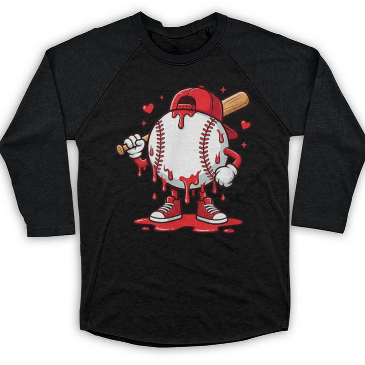 Baseball Drip Icecream Men Boy Valentine Baseball Raglan Shirt