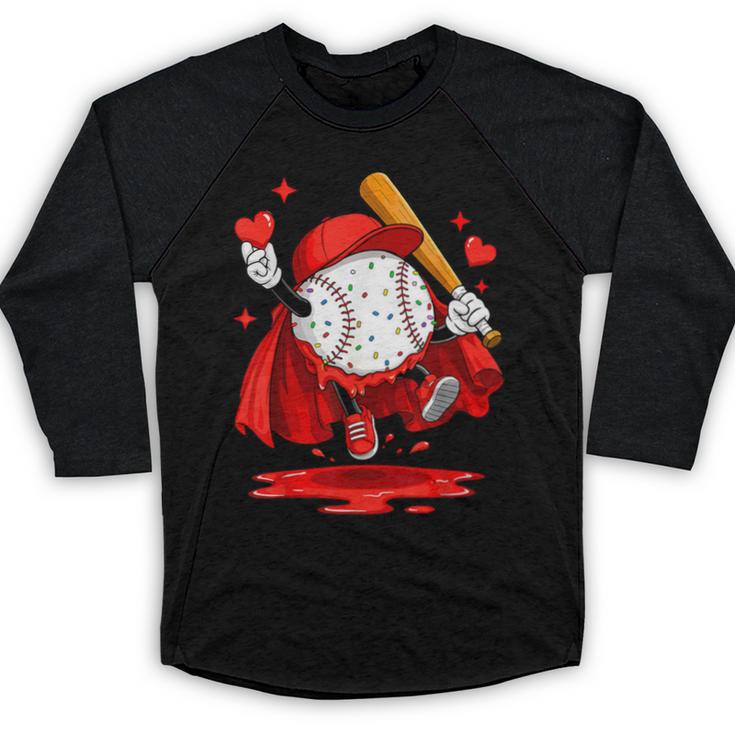 Baseball Drip Icecream Youth Boy Valentine Baseball Raglan Shirt