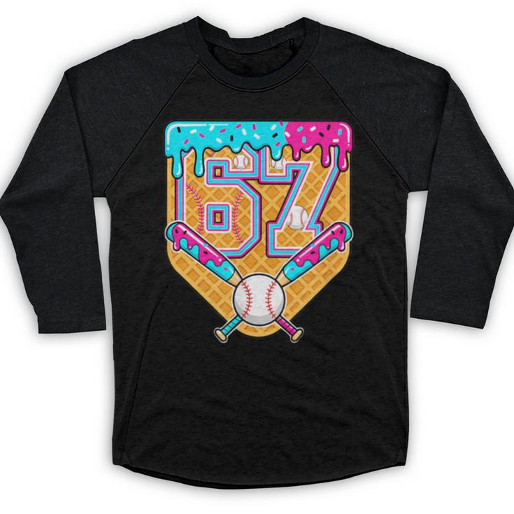 Baseball Drip Number 67 Ice Cream Home Plate Drip Baseball Raglan Shirt