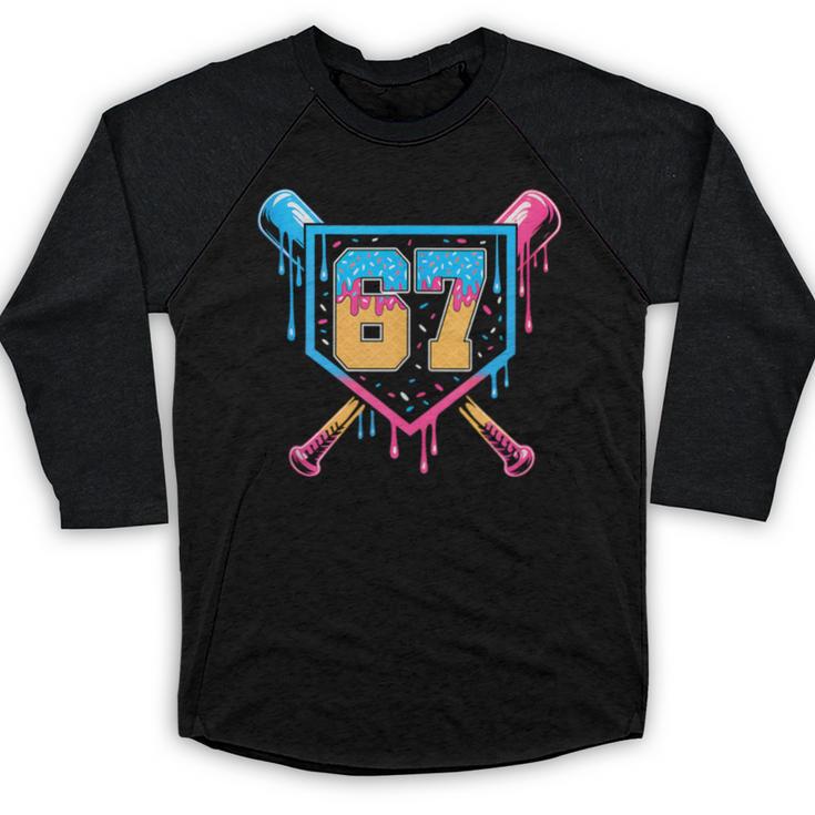 Baseball Drip Number 67 Player Or 67Th Birthday Baseball Raglan Shirt