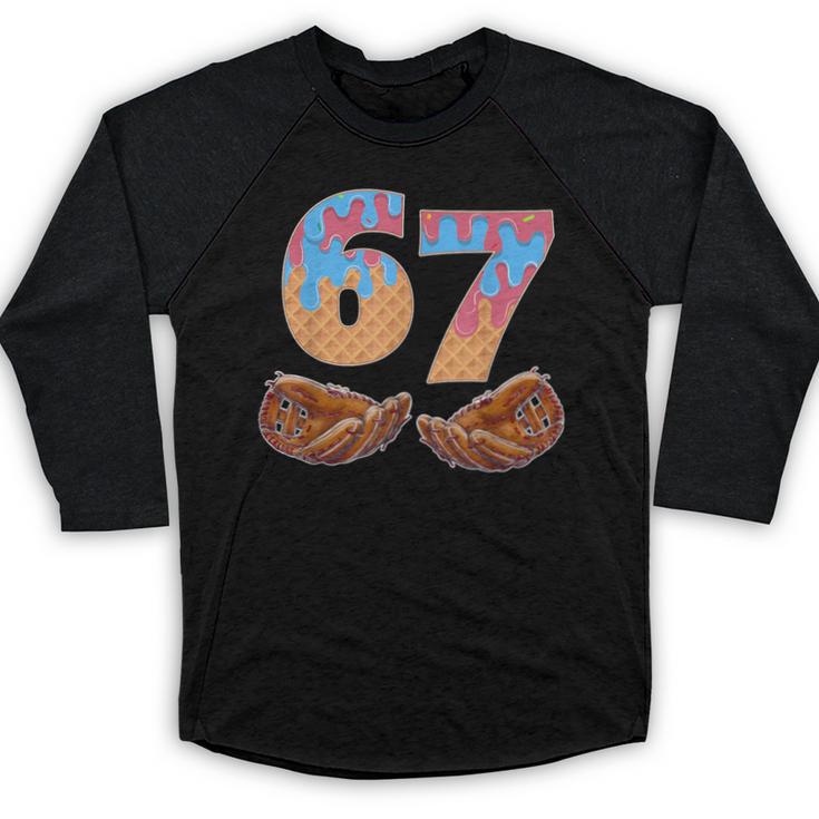 Baseball Drip Number 67 Player Six Seven Meme Baseball Raglan Shirt