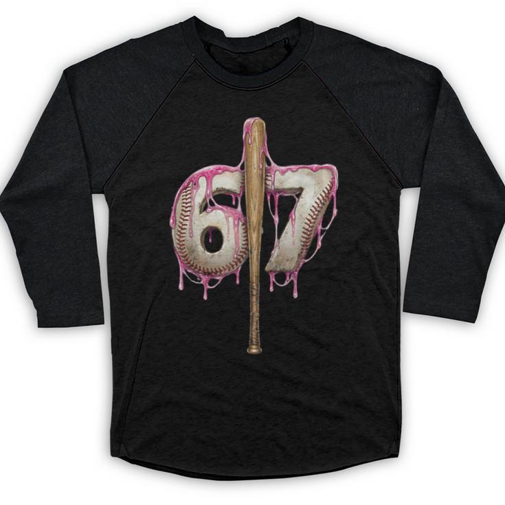 Baseball Drip Number 67 Sports Player Six Seven Meme Fan Baseball Raglan Shirt