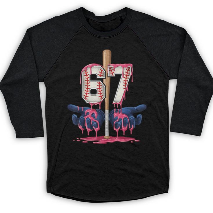 Baseball Drip Shirt Youth Baseball Glove Drip Ice Cream Baseball Raglan Shirt