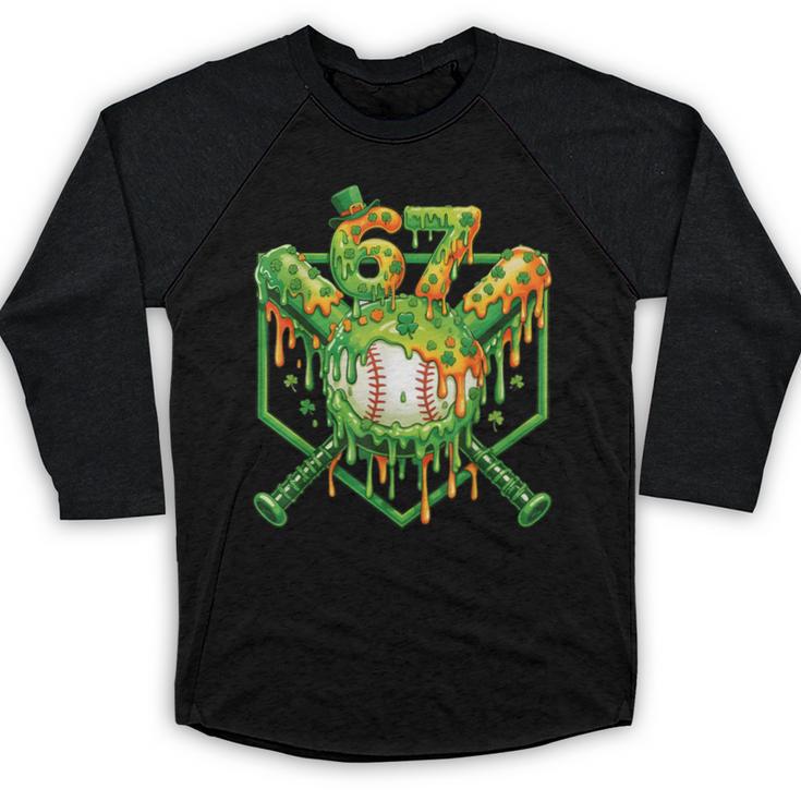 Baseball Drip St Patricks Day Boys Baseball St Patricks Day Baseball Raglan Shirt