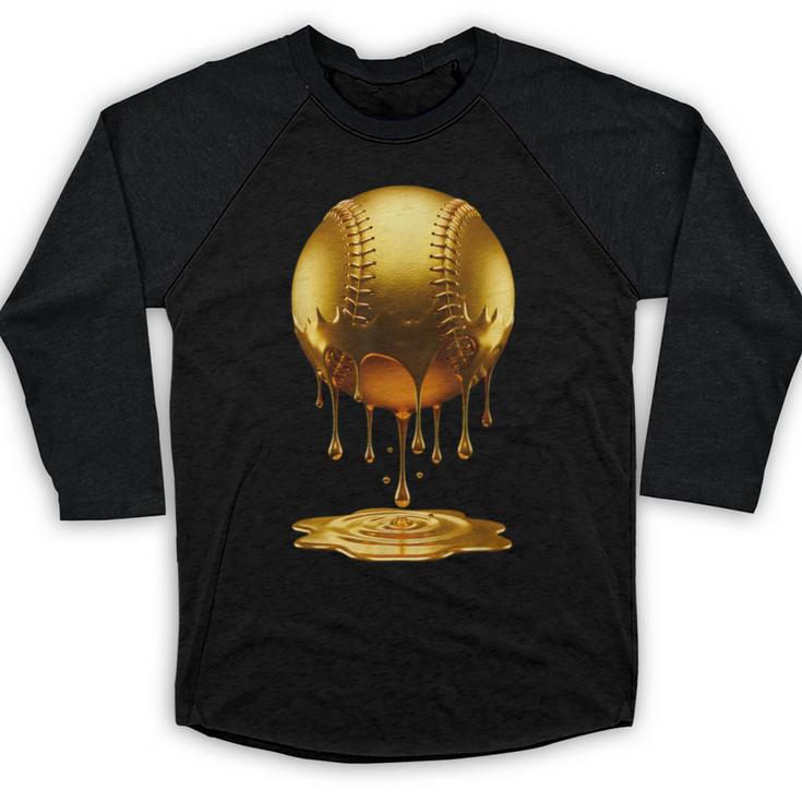 Baseball Dripping Drip Gold Sport Player Coach Baller Baseball Raglan Shirt