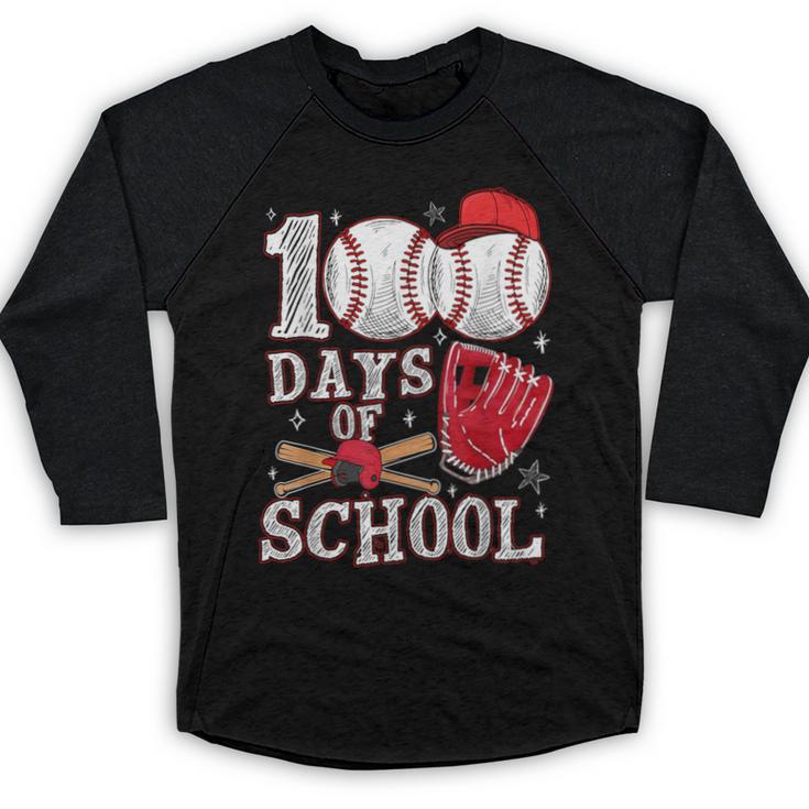 Baseball Happy 100 Days Of School Boy Girl Kid Teacher Baseball Raglan Shirt