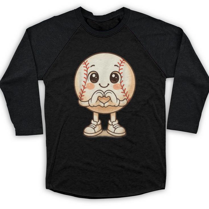 Baseball With Heart Hands Love Cute Baseball Baseball Raglan Shirt