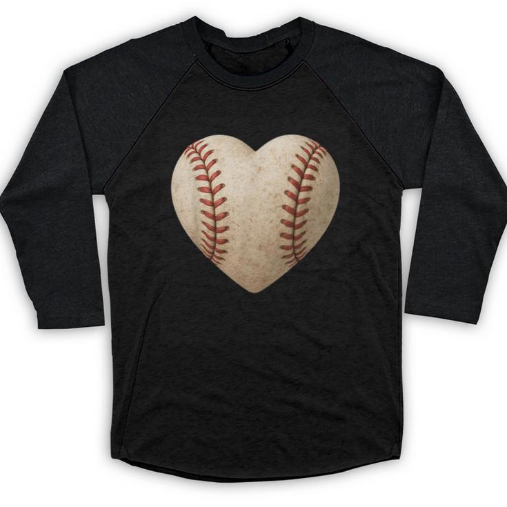 Baseball Heart Shape Valentines Day Love Boys Kids Men Baseball Raglan Shirt