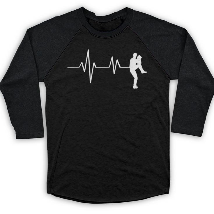 Baseball Heartbeat Pitcher Position Simple Line Art Baseball Raglan Shirt