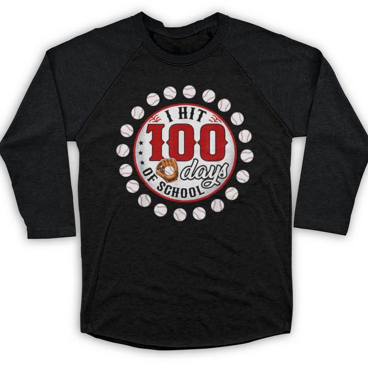 Baseball I Hit 100 Days Of School Baseball Player Kids Boys Baseball Raglan Shirt