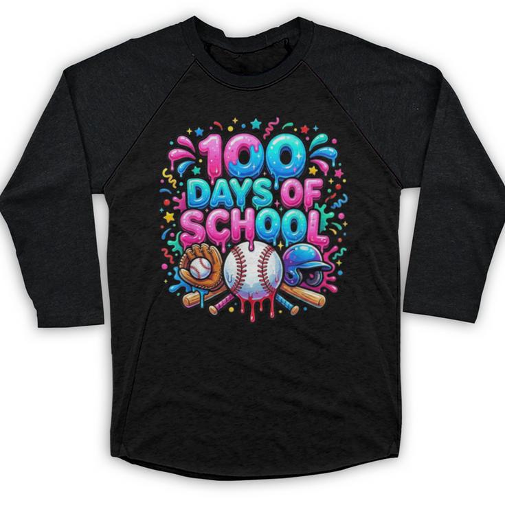 Baseball Ice Cream Drip 100 Days Of School Student Teacher Baseball Raglan Shirt