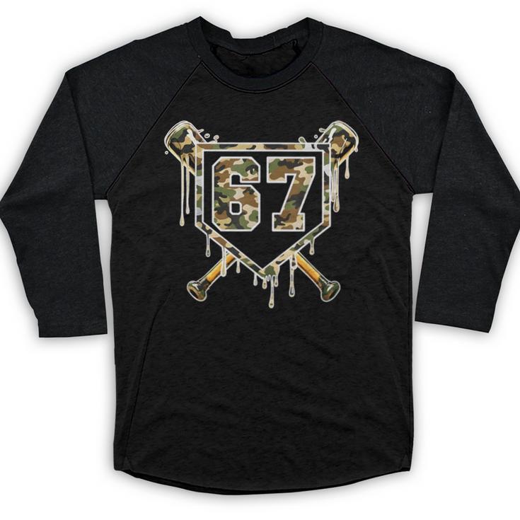 Baseball Ice Cream Drip 67 Camo Six Seven Meme Baseball Raglan Shirt
