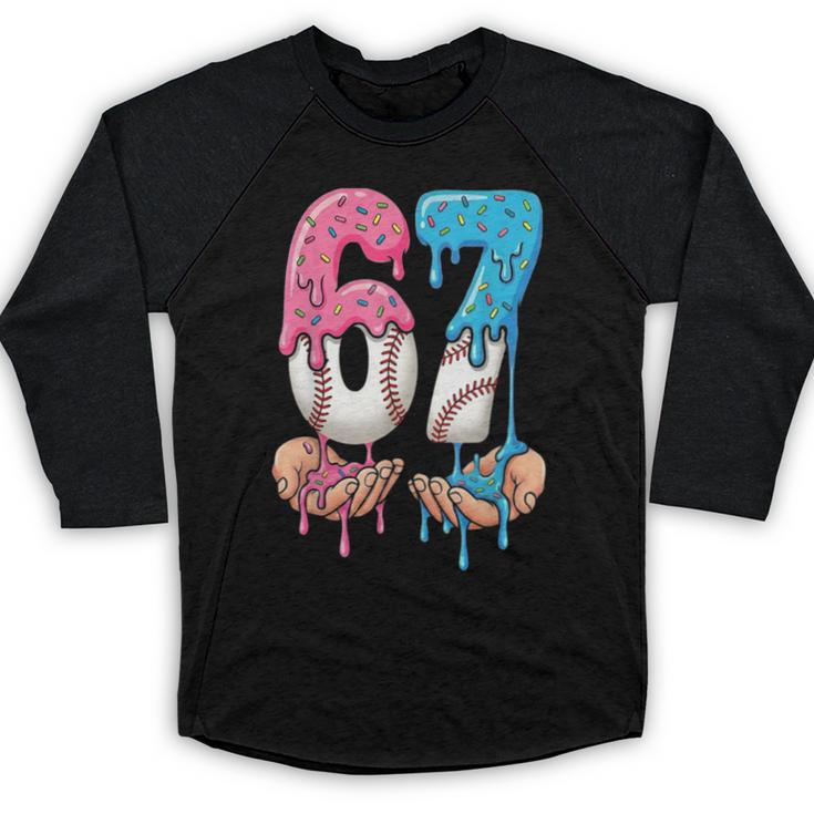 Baseball Ice Cream Drip 67 Hands Six Seven Boys Baseball Raglan Shirt