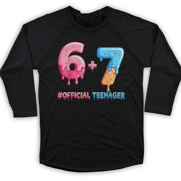 Baseball Ice Cream Drip 67 Official Teenager 13th Birthday Baseball Raglan Shirt