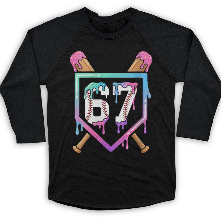 Baseball Ice Cream Drip 67 Player Dabbing Six Seven Boys Baseball Raglan Shirt