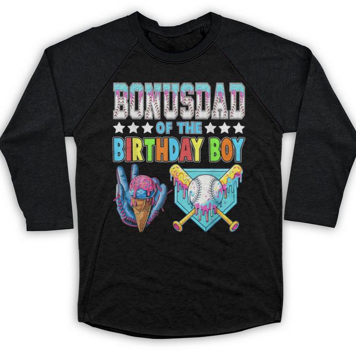 Baseball Ice Cream Drip Bonus Dad Of The Birthday Boy Baseball Raglan Shirt
