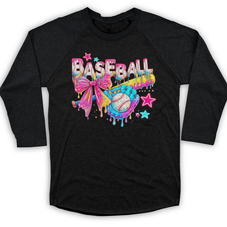 Baseball Ice Cream Drip Coquette Women Girls Mom Mama Baseball Raglan Shirt