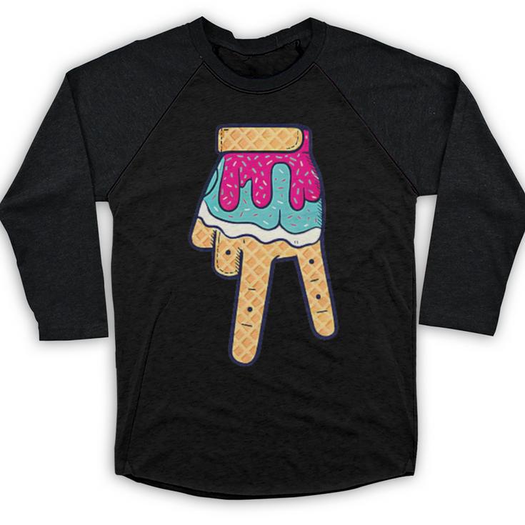 Baseball Ice Cream Drip Home Plate Glove Respect Drip 2 Side Baseball Raglan Shirt