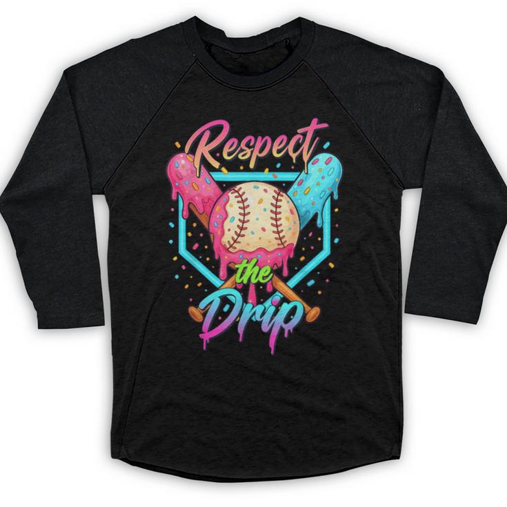 Baseball Ice Cream Drip Number 67 Player 67 Respect The Drip Baseball Raglan Shirt