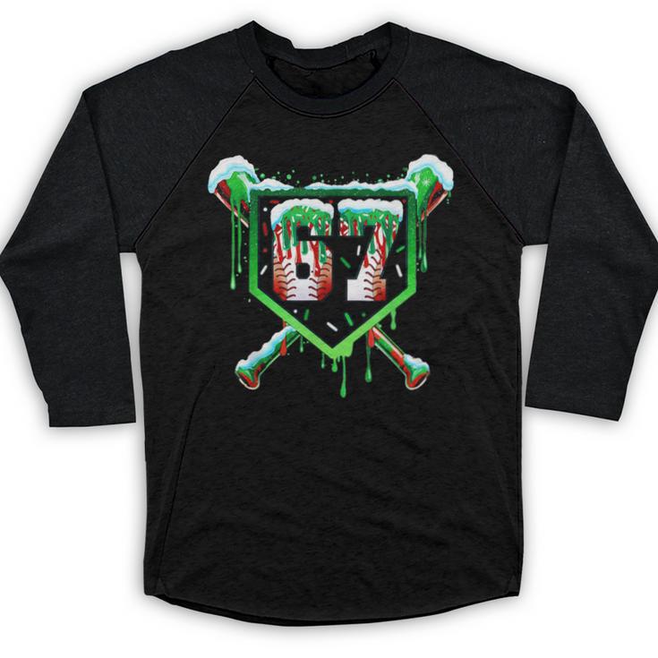 Baseball Ice Cream Drip Number 67 Six Seven Meme Christmas Baseball Raglan Shirt