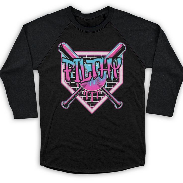 Baseball Ice Cream Drip Pitcher Filthy Baseball Raglan Shirt