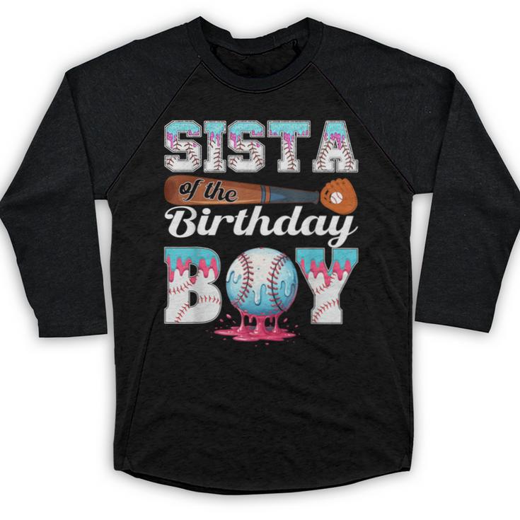 Baseball Ice Cream Drip Sista Of The Birthday Boy Baseball Raglan Shirt