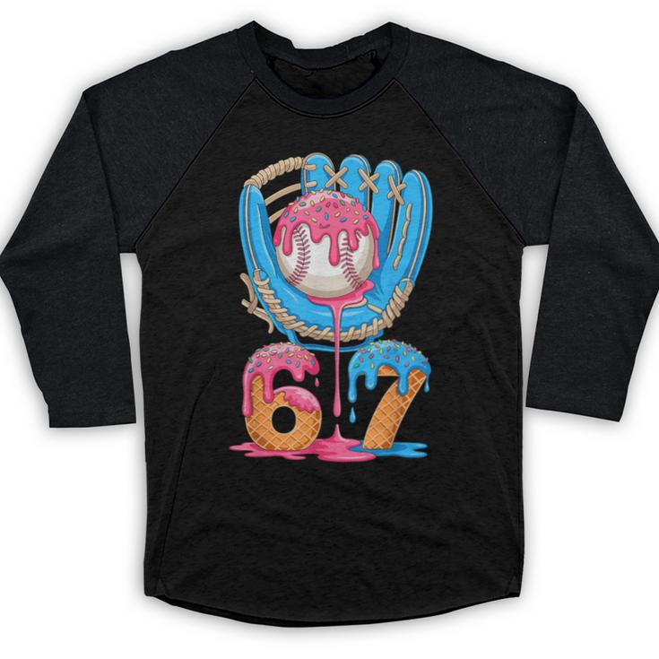 Baseball Ice Cream Drip Six Seven Gen Alpha Slang Meme 67 Baseball Raglan Shirt