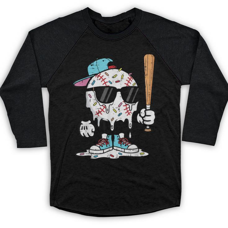 Baseball Ice Cream Drip Sports Boys Kids Youth Men Baseball Raglan Shirt