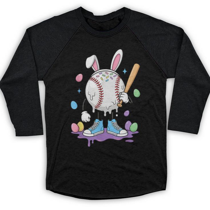 Baseball Ice Cream Drip Youth Boys Cute Easter Sports Baseball Raglan Shirt
