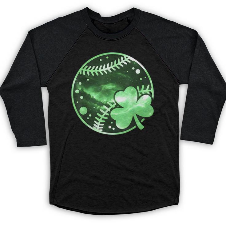 Baseball Irish Shamrock Lucky Clover St Patricks Day Boys Baseball Raglan Shirt