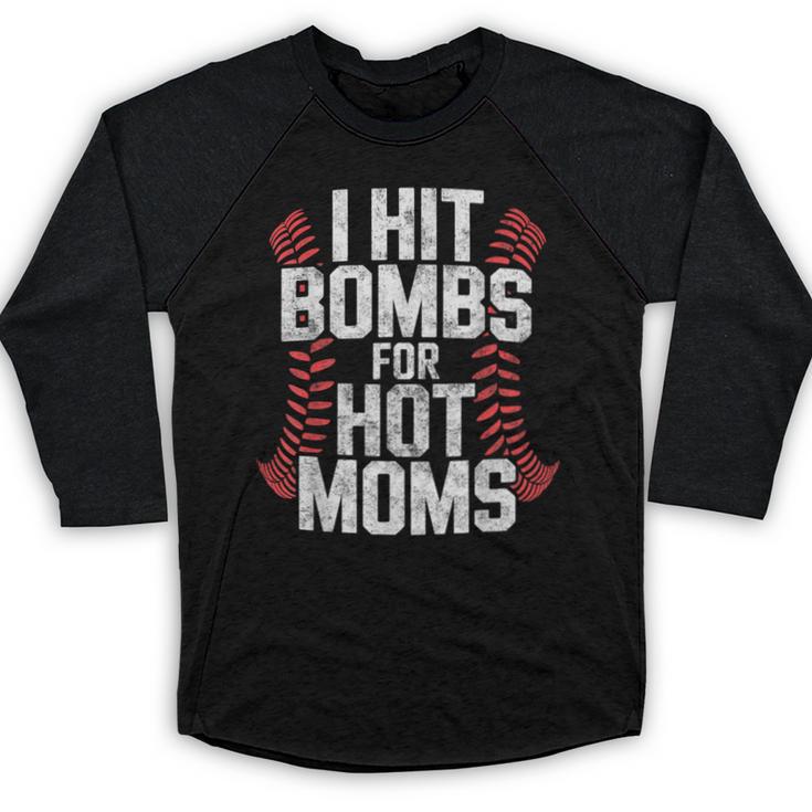 Baseball Joke Tee I Hit Bombs For Hot Moms Player Pitcher Baseball Raglan Shirt