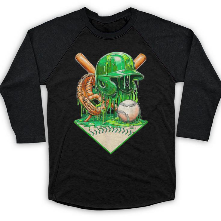 Baseball Life Style Ice Cream Drip Green Baseball Raglan Shirt