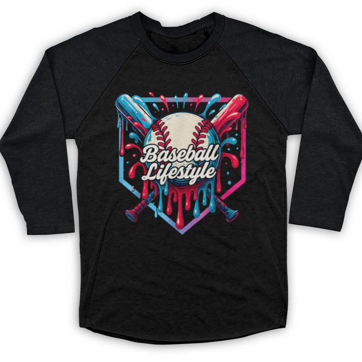 Baseball Lifestyle Shirt Youth Baseball Drip Icecream Boys Baseball Raglan Shirt