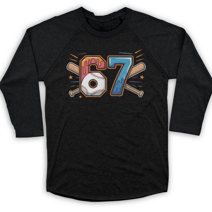 Baseball Lover Drip Number 67 Player 67th Birthday Meme Baseball Raglan Shirt