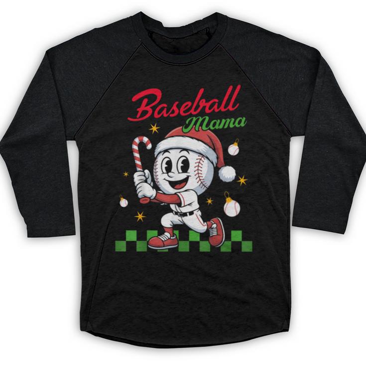 Baseball Mama Christmas Santa Hat Xmas Softball Mom Baseball Raglan Shirt