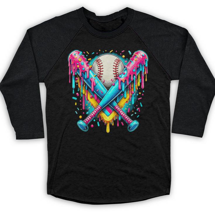 Baseball Player Ice Cream Drip Baseball Raglan Shirt