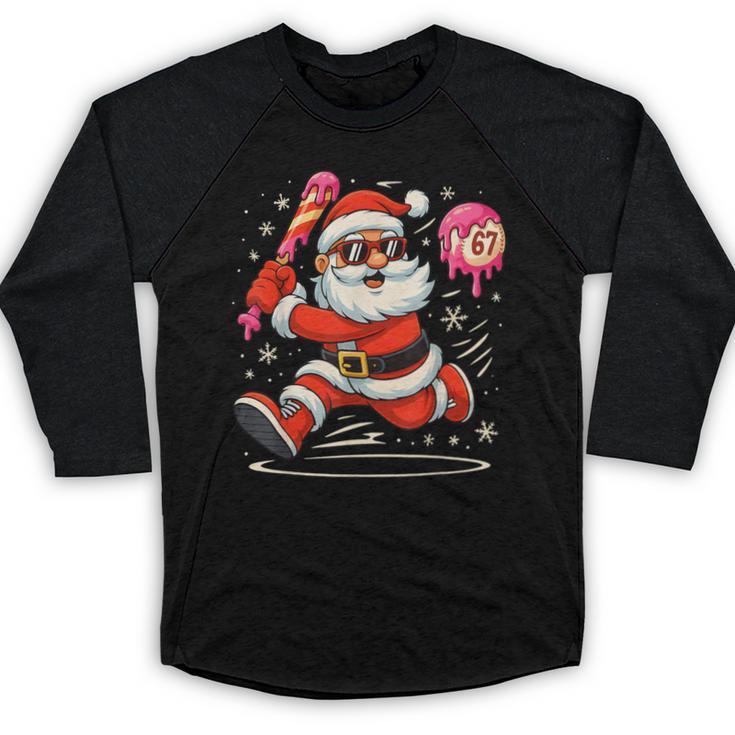 Baseball Santa 67 Baseball Christmas Pajamas Xmas Men Boy 67 Baseball Raglan Shirt