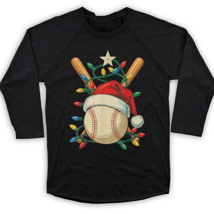 Baseball Santa Christmas Ball Baseball Lover Player Boys Baseball Raglan Shirt