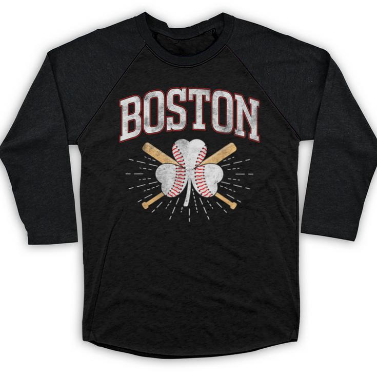 Baseball Shamrock Boston Massachusetts St Patrick’s Day Baseball Raglan Shirt