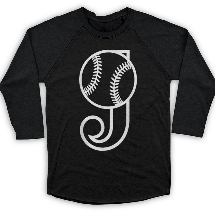 Baseball Sport Player Monogram Cool Initial Letter J Baseball Raglan Shirt