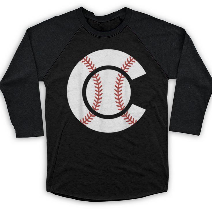 Baseball Sport Player Graphic Monogram Initial Letter C Baseball Raglan Shirt