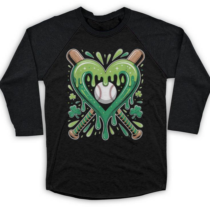 Baseball St Patricks Day Boys Girls Men Women Shamrock Green Baseball Raglan Shirt