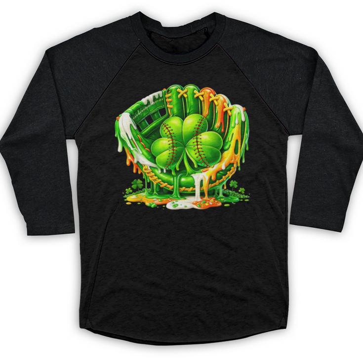 Baseball St Patricks Day Carnival Party Ice Cream Drip Boys Baseball Raglan Shirt