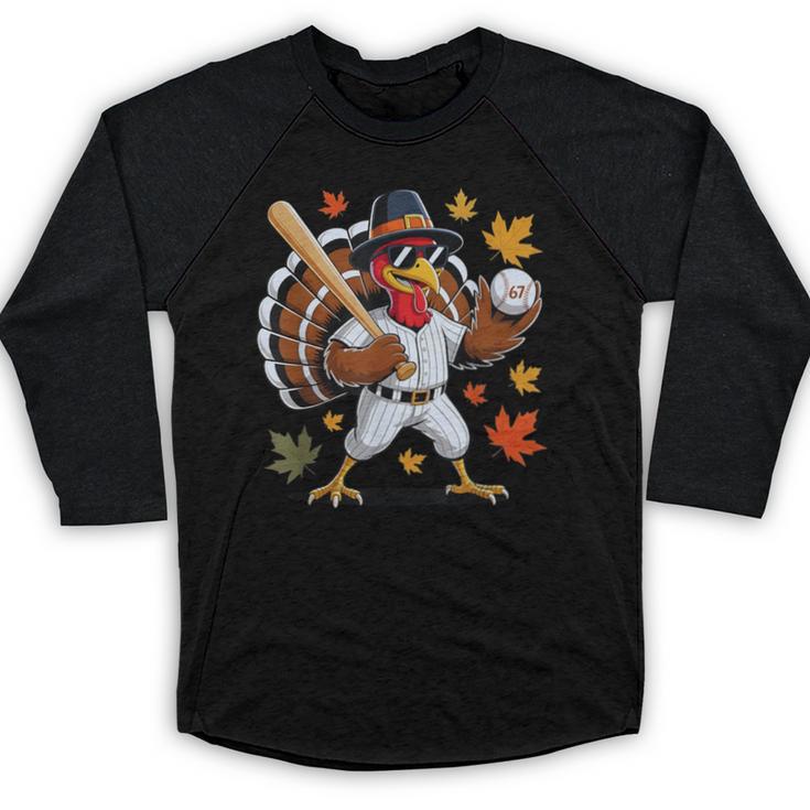 Baseball Turkey 67 Meme Thanksgiving For Boys Toddlers Kid Baseball Raglan Shirt
